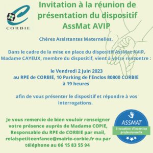 Invitation à la réunion de présentation du dispositif Assmat AVIP (1)